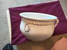Antique Chamber Pot white with Gold Rope decoration