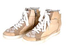 Geox Trainers Beige Snakeskin High Top Leather Wedge EU 38 UK5 US8 Amaranth