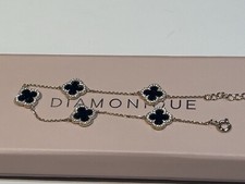 QVC Yellow Gold Plated Silver Simulated Blue Sandstone & Diamonique Bracelet
