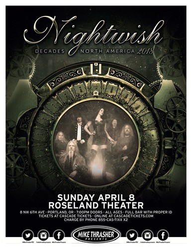 Nightwish decades tour 2018 - nightwish, "decades
