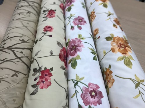 Linen effect embroidery floral - effect,