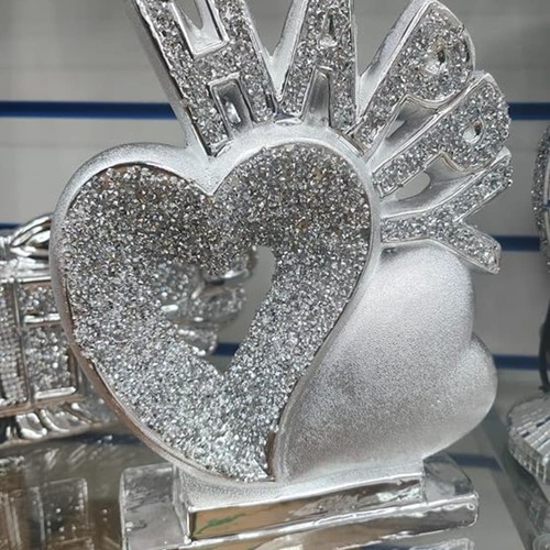 Crushed diamond silver - diamond, heart
