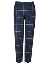 New Ladies M&S Blue Mix Checked Relaxed Fit Straight Leg Trousers sizes 10 to 20