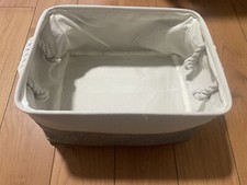 Mangata Large Storage Box Fabric Basket Rope Handles Foldable Grey Wardrobe Toys