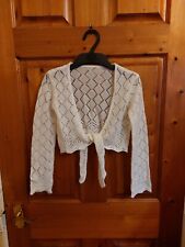 M&S Cream Pointelle Glittery Bolero Cardigan Girls Age 7-8 Yrs