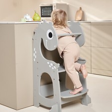 Kidoz Kid Wooden Learning Tower Toddler Kitchen Helper Montessori Step Stool Aid