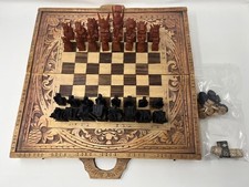 Chess Set Wooden Carved Pieces