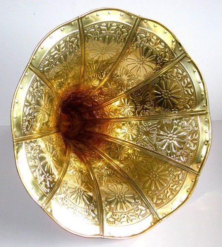 Gramophone engraved brass - gramophone,