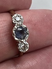 18ct Yellow Gold And Platinum Sapphire And Diamond Trilogy Ring Size L