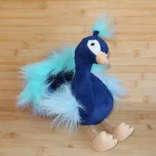 Aurora Luxe Boutique Plush  12" Mora Peacock Exquisite Stuffed Bird