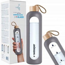 1L Glass Water Bottle Grey