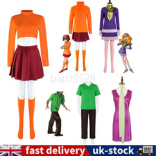 Cosplay Scooby Doo Velma Daphne Dresses Costumes Halloween Masquerade Suits Set-