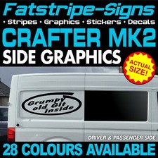 to fit VW CRAFTER MK2 MWB GRUMPY OLD GIT GRAPHICS STICKERS STRIPES CAMPER VAN
