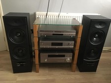 Yamaha Sound System With Wharfdale Speakers And Glass Cabinet  Teak And Glass