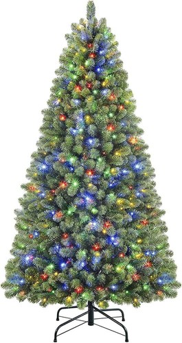 7ft pre lit flocked artificial - pre-lit,