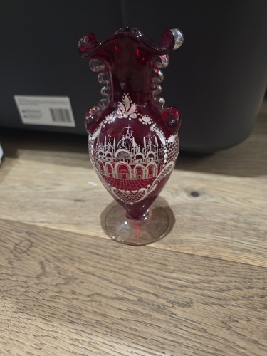 Old painted enamel vase - old,