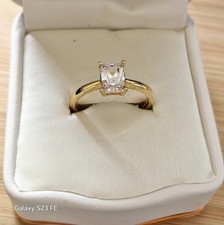 NEW.  TJC Sterling Silver Solitaire Ring With 14ct Gold Vermeil.   Size S