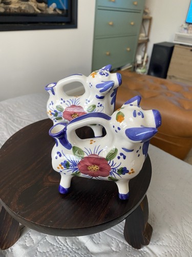 Unusual floral pottery pitcher - pottery,