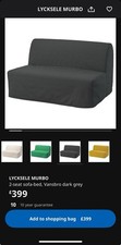 IKEA LYCKSELE LÖVÅS Sofa Bed 2-Seat, Bed Frame, Dark Grey Mattress Cover