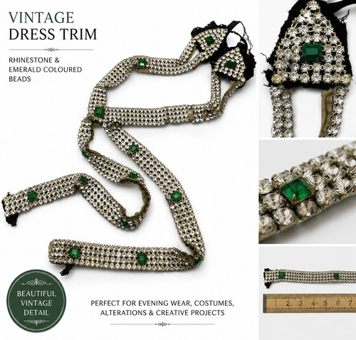 Vintage rhinestone dress trim - rhinestone,