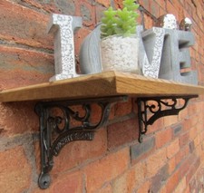 Solid Oak Wood Handmade Shelves Rustic Shelf Cast Iron Shelf Brackets