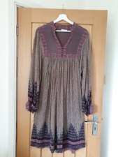 Pure silk Indian hippy block print kaftan dress by iris 70s boho festival s m l