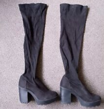 New Look Suede Thigh High Over The Knee Wedge Boots Size 6
