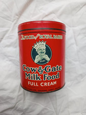Vintage Red Cow & Gate Baby Milk Food Large Tin Kitchen Decoration Storage