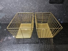 Set of 2 gold plated wire basket and gold plated bowl