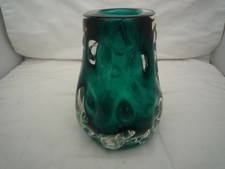 LISKEARD KNOBBLY GLASS VASE JIM DYER 1970s GREEN