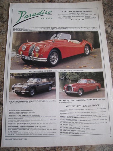 Paradise garage jaguar aston - paradise,