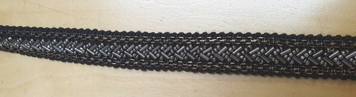 Black silver beaded strip - black/silver,