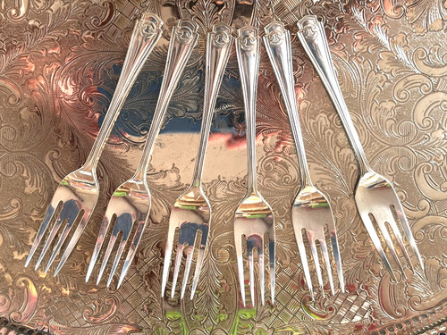 Vintage cake forks set - cake, 6