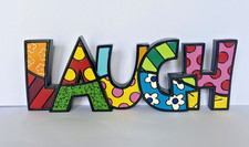 Romero Britto LAUGH Word Resin Multi-colour Pop Art 25cm x 9cm Wall/Figure