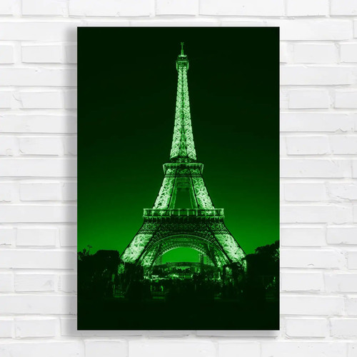 Eiffel tower night green - at,