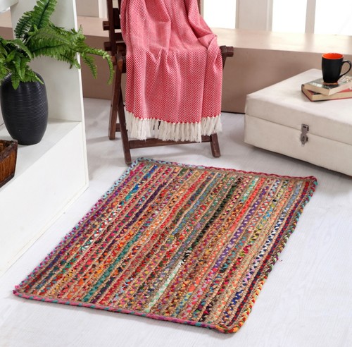Striped rug jute rugs recycled - striped,
