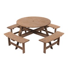 Wooden Pub Bench Round Picnic