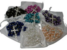 Rosary Beads Pearl Rosary Necklace Catholic Prayer Bead Gift Bag Christian UK