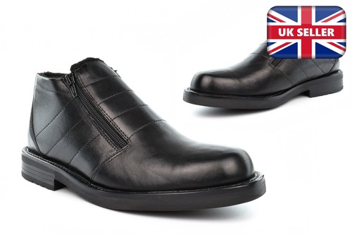 Mens leather boots wide open - leather,