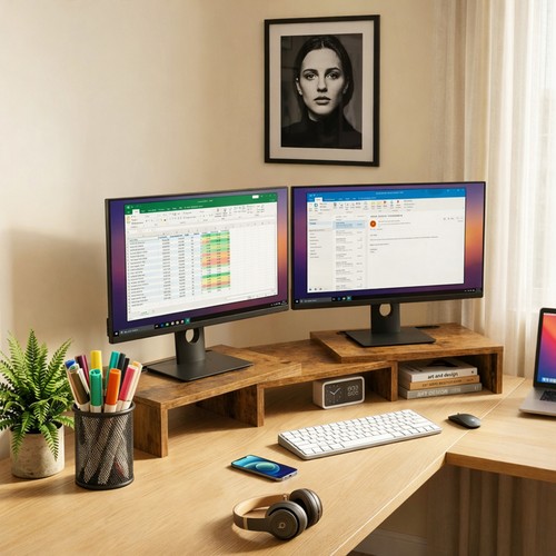 Wooden dual monitor - dual,