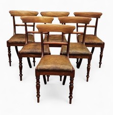 Set Of 6 Regency Mahogany Dining Chairs With Leather Drop In Seats.