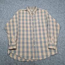 Vintage Burberrys Shirt Mens XL Beige Nova Check Button Down Made In England