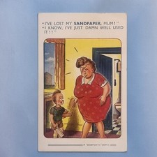 Comic Postcard 1965 Fat Lady Toilet Humour Sandpaper Used It Saw Wooden Boat