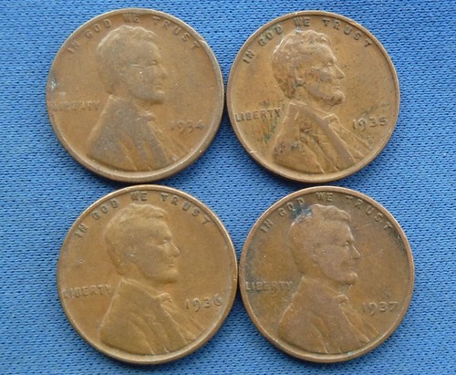 Usa one cent coins - 4x,