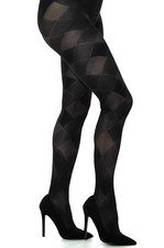 Black Soft Sexy Opaque Check Diamonds Pattern Tights Brigitte 60 den