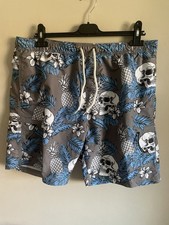 BNNT Red Herring Men's Board Shorts Size XL Blue with Skull Pattern