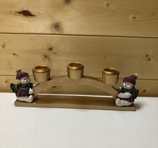 Christmas Gold Candle Holder Arch Snowman Candelabra 3D Traditional German