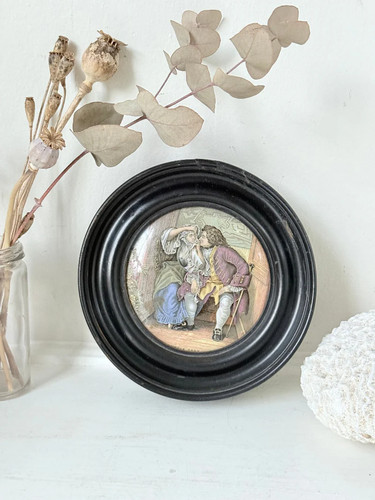 Antique prattware pot lid - lid, in