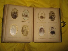 Victorian Leatherbound Music Box Photo/Postcard Album with Cylindrical Movement 