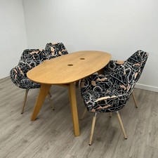 SET - 4 x Profim Fan Lounge Chairs, Black / Peach / White Fabric w/ Boardroom...